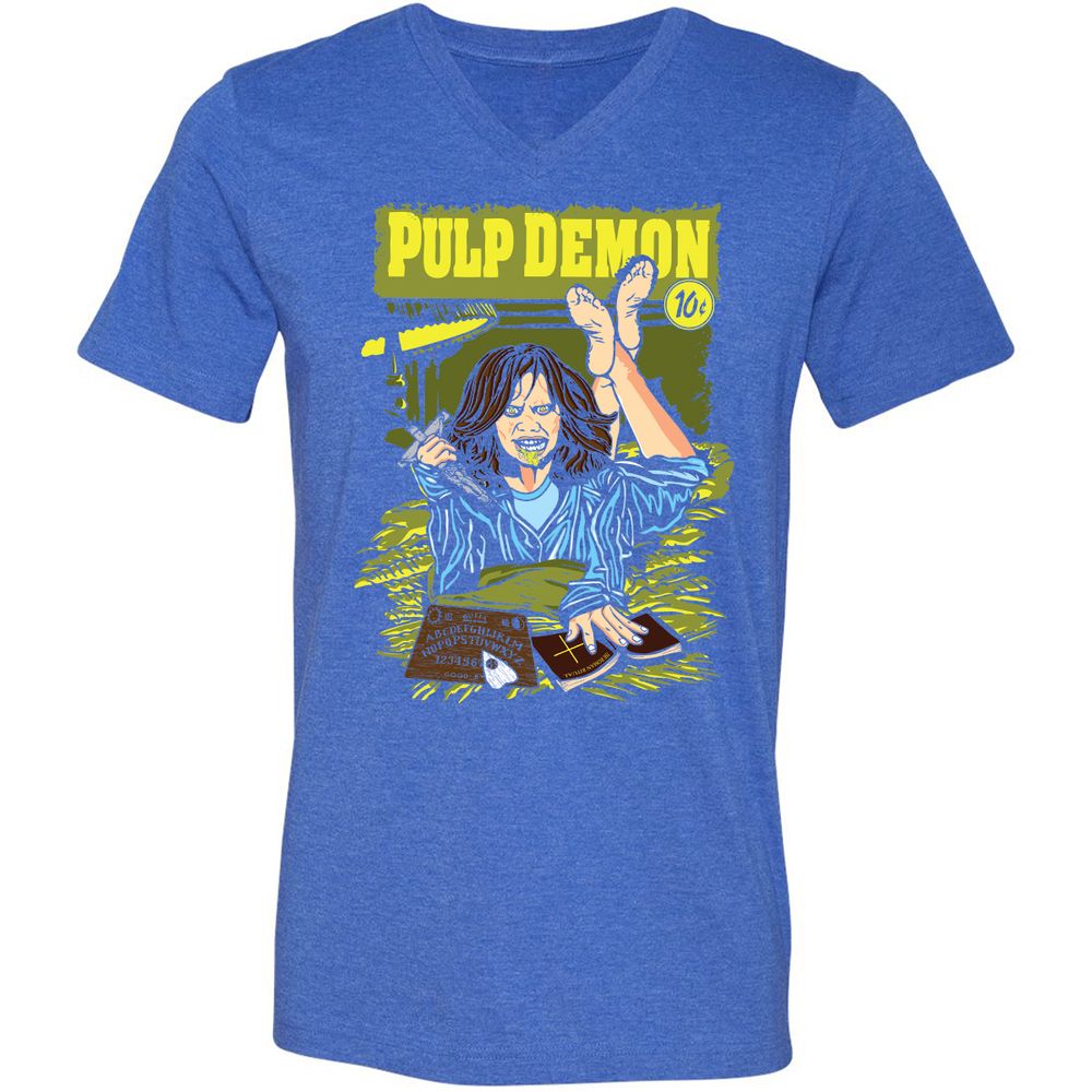 Unisex V-Neck T-Shirt - 51NCX2B6 - Heather True Royal - 14