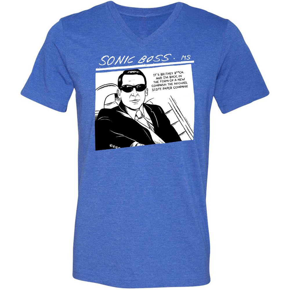 Unisex V-Neck T-Shirt - 864GA42W - Heather True Royal - 14