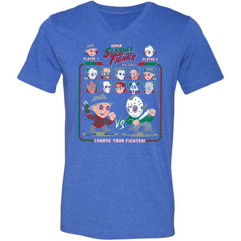 Unisex V-Neck T-Shirt - 73X137DC - Heather True Royal - 14