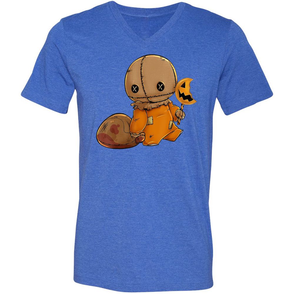 Unisex V-Neck T-Shirt - 91F9BNJZ - Heather True Royal - 14