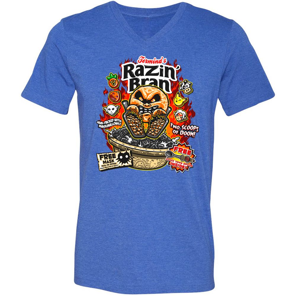 Unisex V-Neck T-Shirt - DCUXZQNJ - Heather True Royal - 14