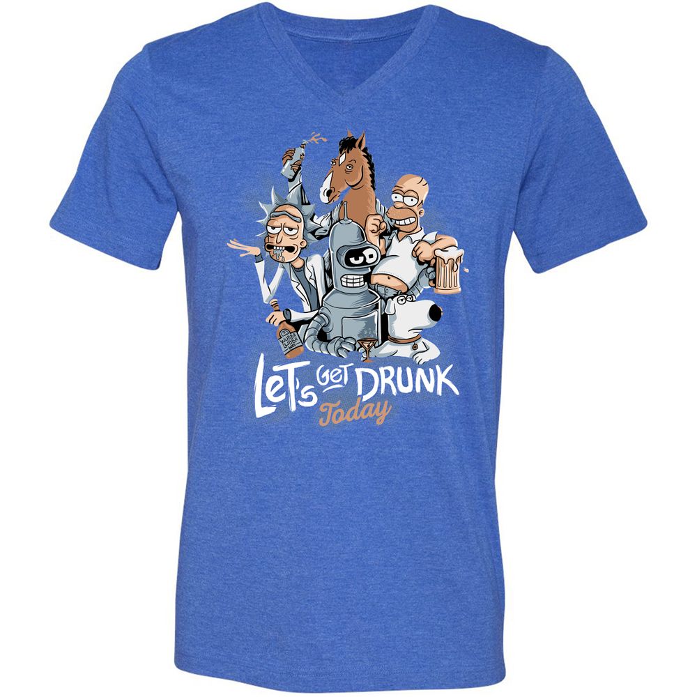 Unisex V-Neck T-Shirt - 7X55F3FL - Heather True Royal - 14