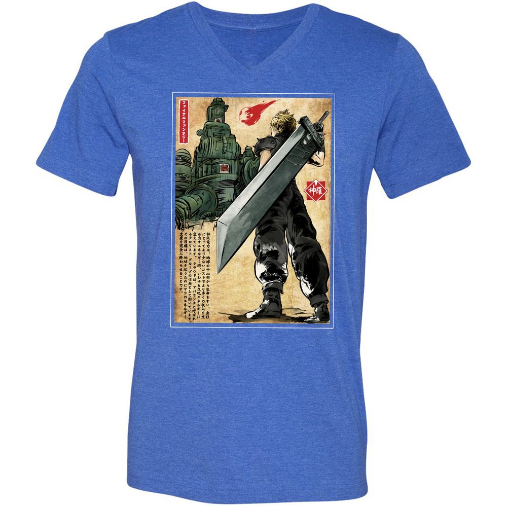 Unisex V-Neck T-Shirt - JKP136ZV - Heather True Royal - 14