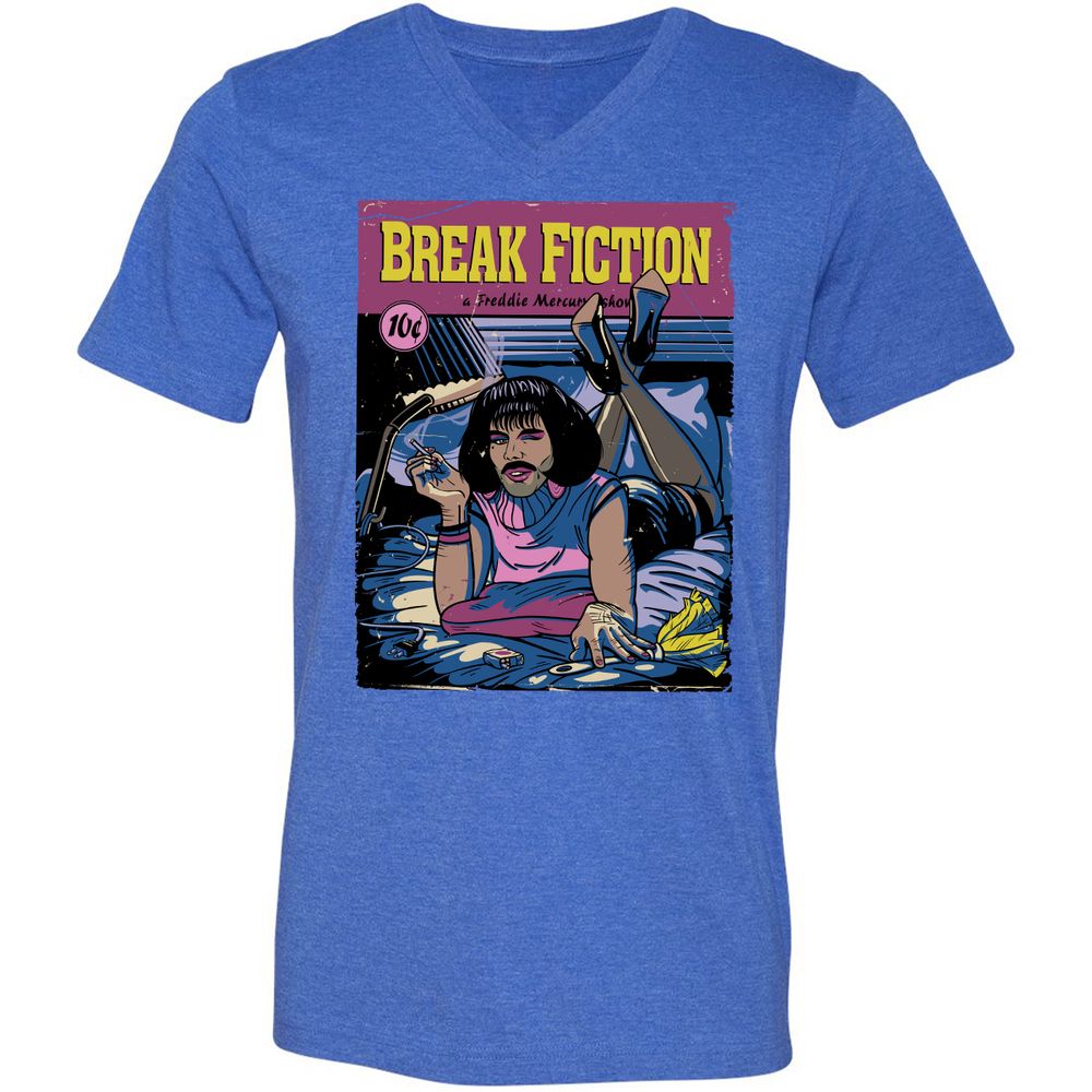 Unisex V-Neck T-Shirt - BZ3BBP7F - Heather True Royal - 14