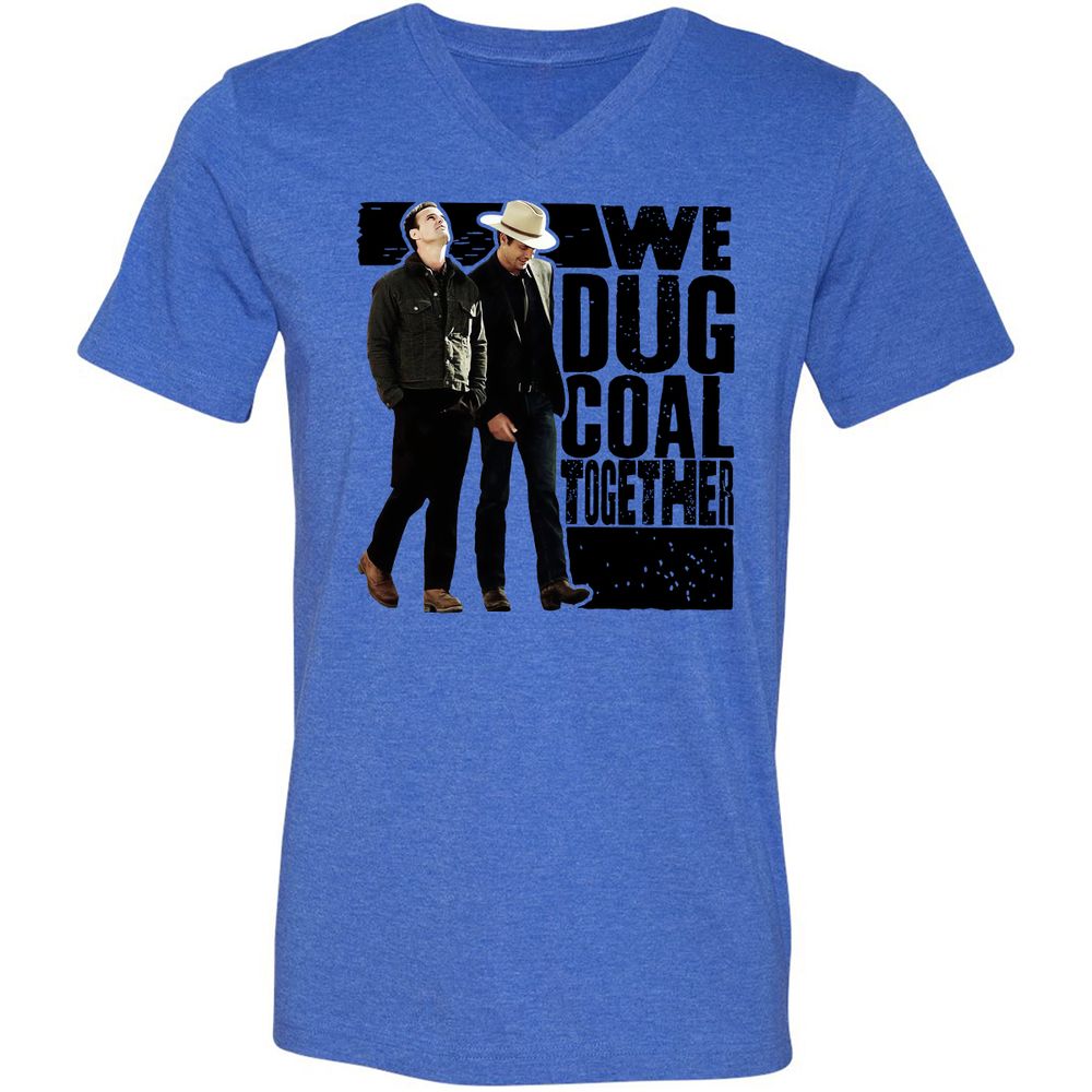 Unisex V-Neck T-Shirt - 8J5V7DVQ - Heather True Royal - 14