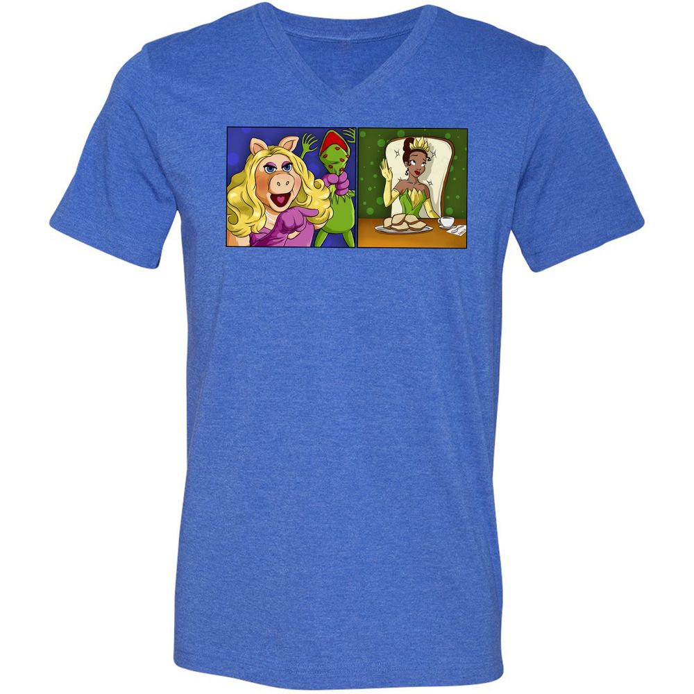 Unisex V-Neck T-Shirt - VQTRLJ47 - Heather True Royal - 14