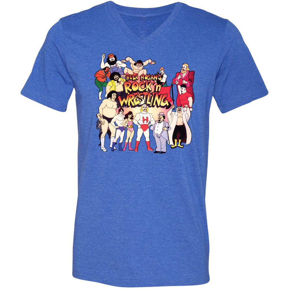 Unisex V-Neck T-Shirt - KF4R6KFH - Heather True Royal - 14