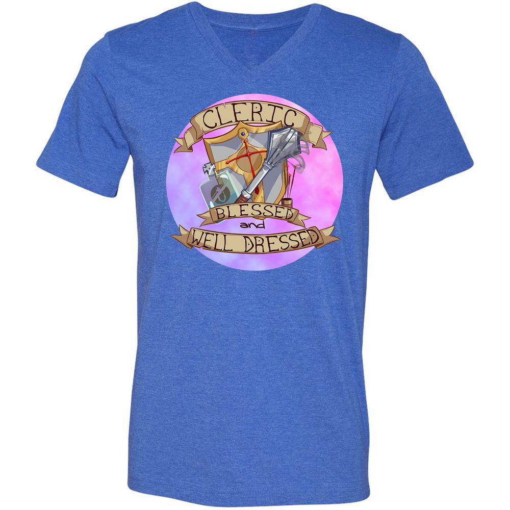 Unisex V-Neck T-Shirt - KEV3XK68 - Heather True Royal - 14