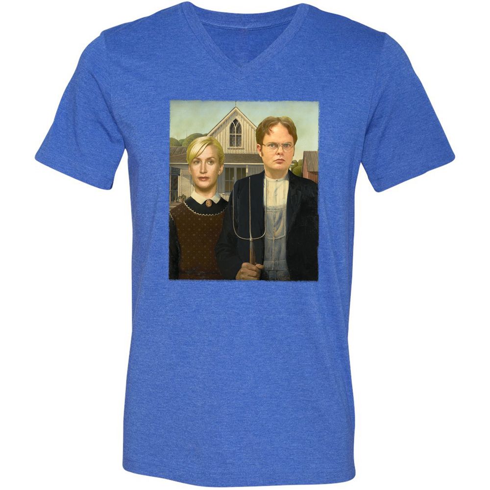 Unisex V-Neck T-Shirt - AP2K9UF9 - Heather True Royal - 14