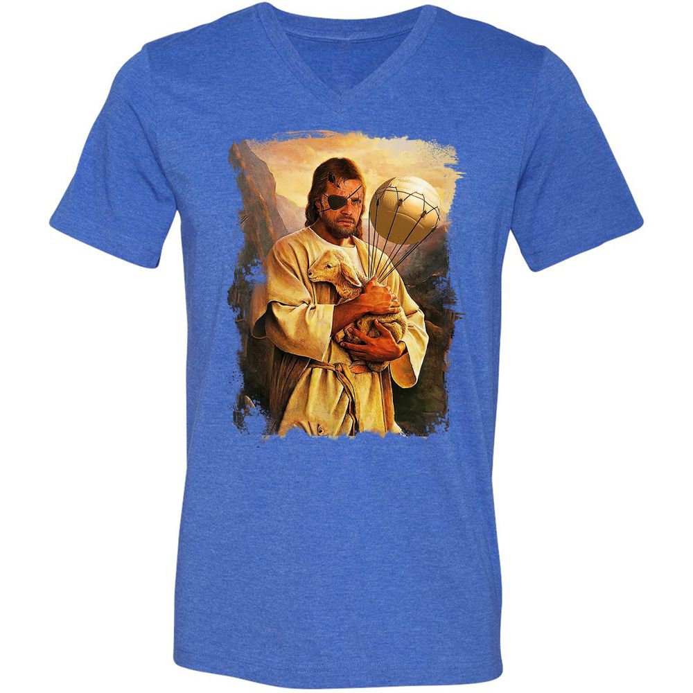 Unisex V-Neck T-Shirt - AM89FL92 - Heather True Royal - 14