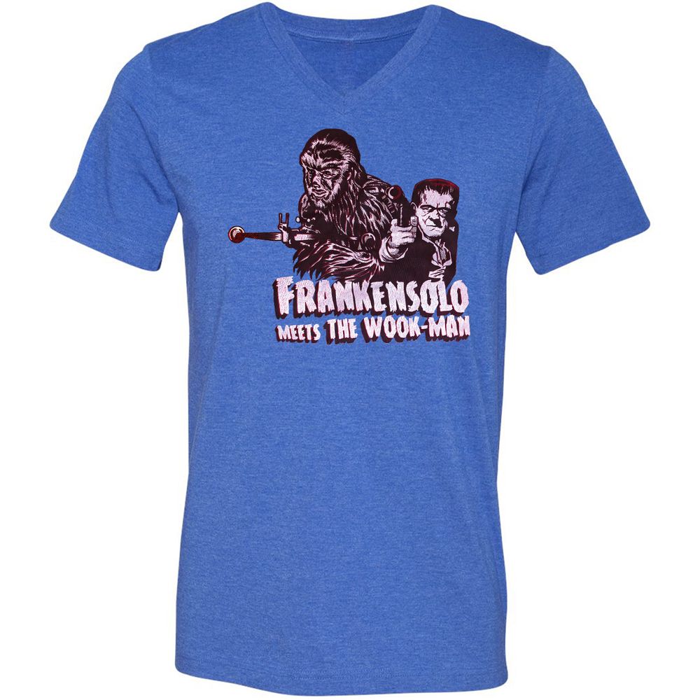 Unisex V-Neck T-Shirt - KPLYBXQH - Heather True Royal - 14