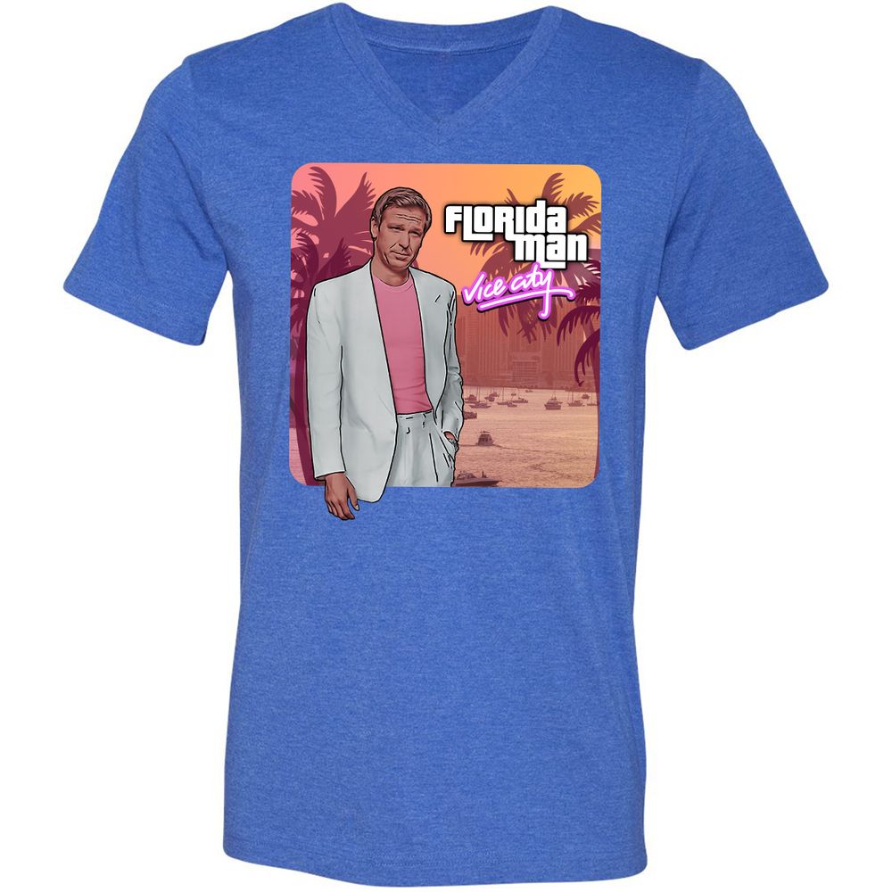 Unisex V-Neck T-Shirt - 9A638SXT - Heather True Royal - 14