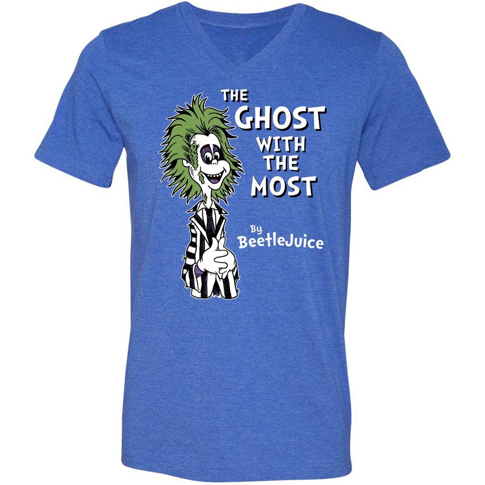 Unisex V-Neck T-Shirt - KJ3DHMXP - Heather True Royal - 14