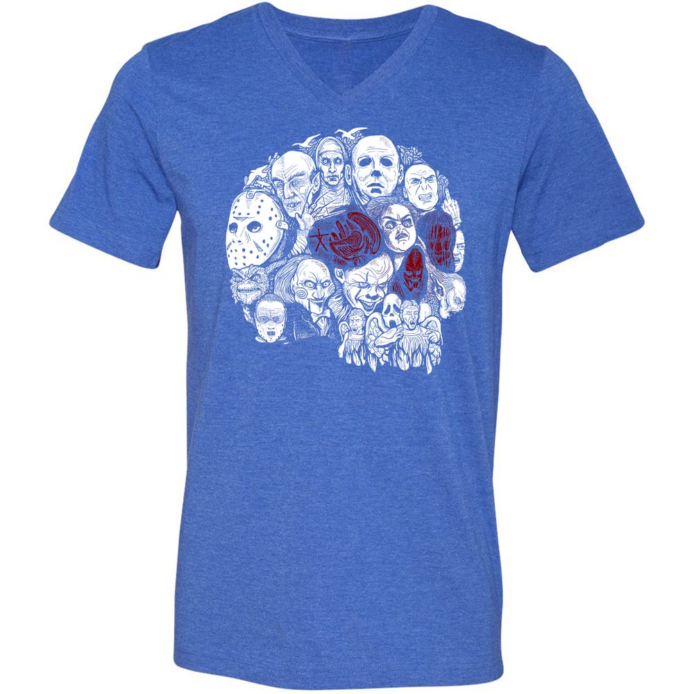Unisex V-Neck T-Shirt - R8L5UHVT - Heather True Royal - 14