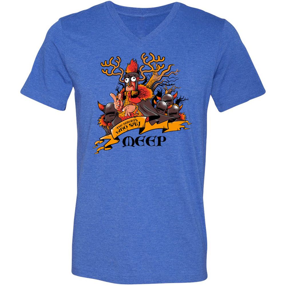 Unisex V-Neck T-Shirt - 7JBZLAWQ - Heather True Royal - 14