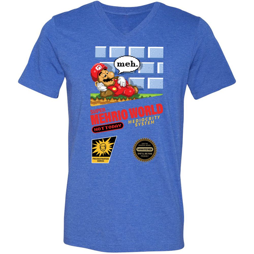 Unisex V-Neck T-Shirt - AXQLR876 - Heather True Royal - 14