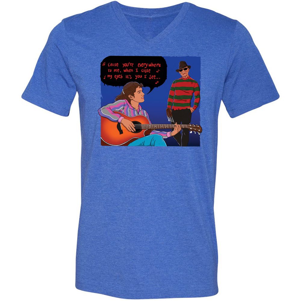 Unisex V-Neck T-Shirt - 9Z9Q9LC5 - Heather True Royal - 14