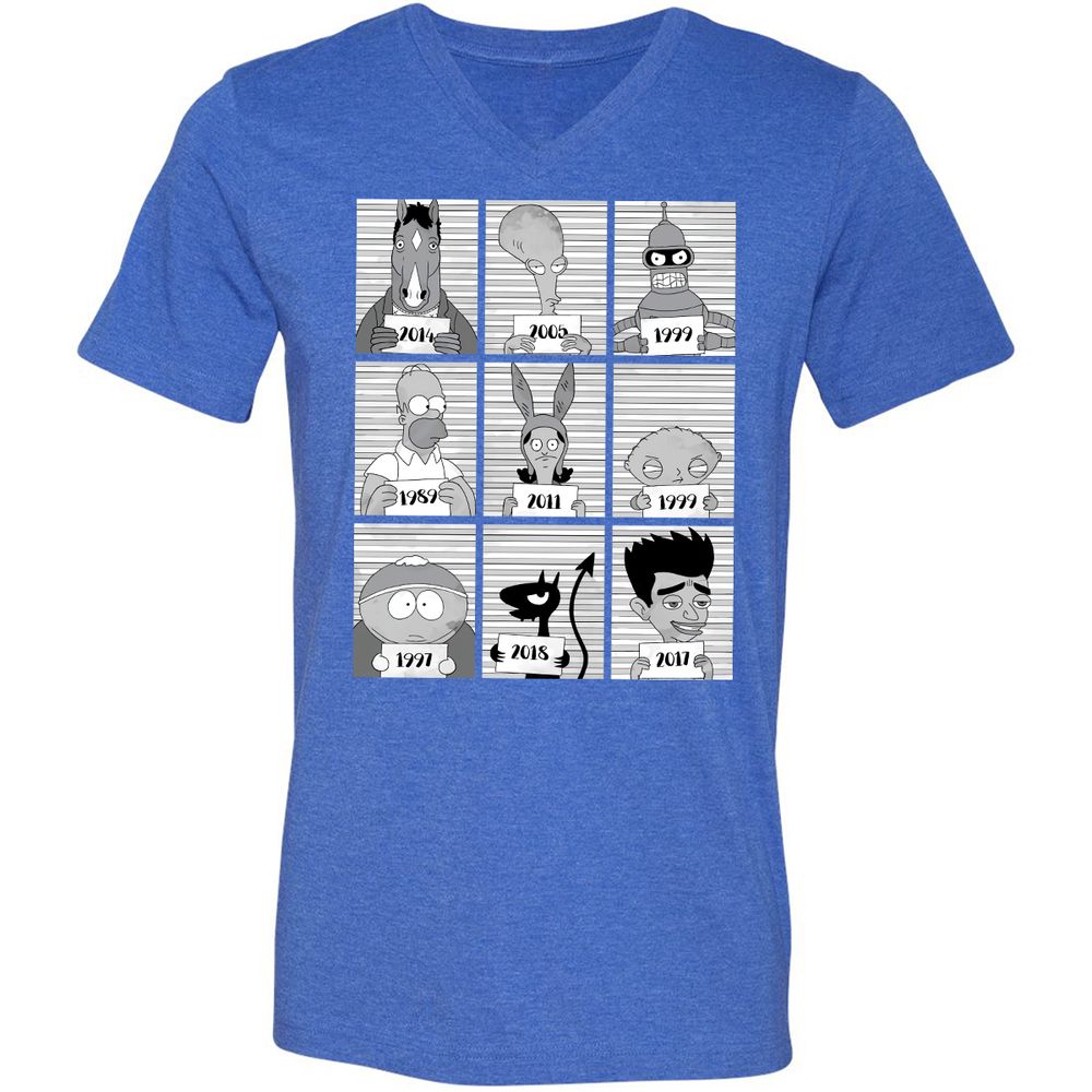 Unisex V-Neck T-Shirt - 1KDQWHJY - Heather True Royal - 14