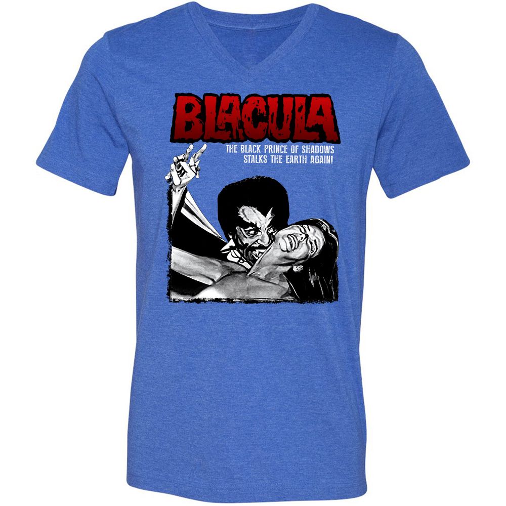 Unisex V-Neck T-Shirt - F8XYDNC5 - Heather True Royal - 14