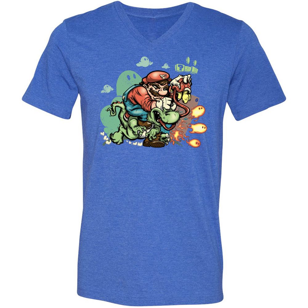 Unisex V-Neck T-Shirt - YWADZVZE - Heather True Royal - 14