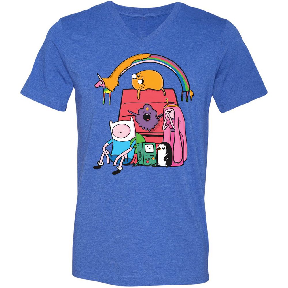 Unisex V-Neck T-Shirt - 4LPXVRDQ - Heather True Royal - 14