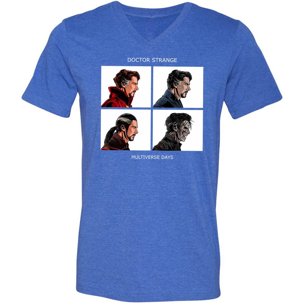 Unisex V-Neck T-Shirt - 87F8GCTJ - Heather True Royal - 14