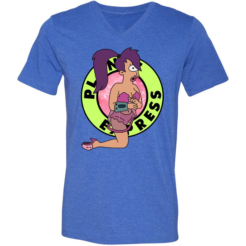 Unisex V-Neck T-Shirt - RVX3BEQ6 - Heather True Royal - 14