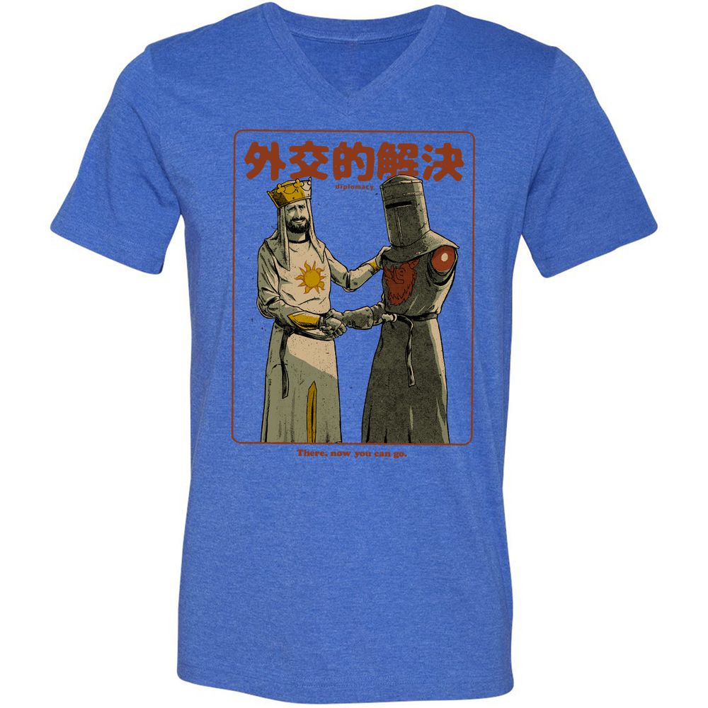 Unisex V-Neck T-Shirt - JYQ3AGJL - Heather True Royal - 14