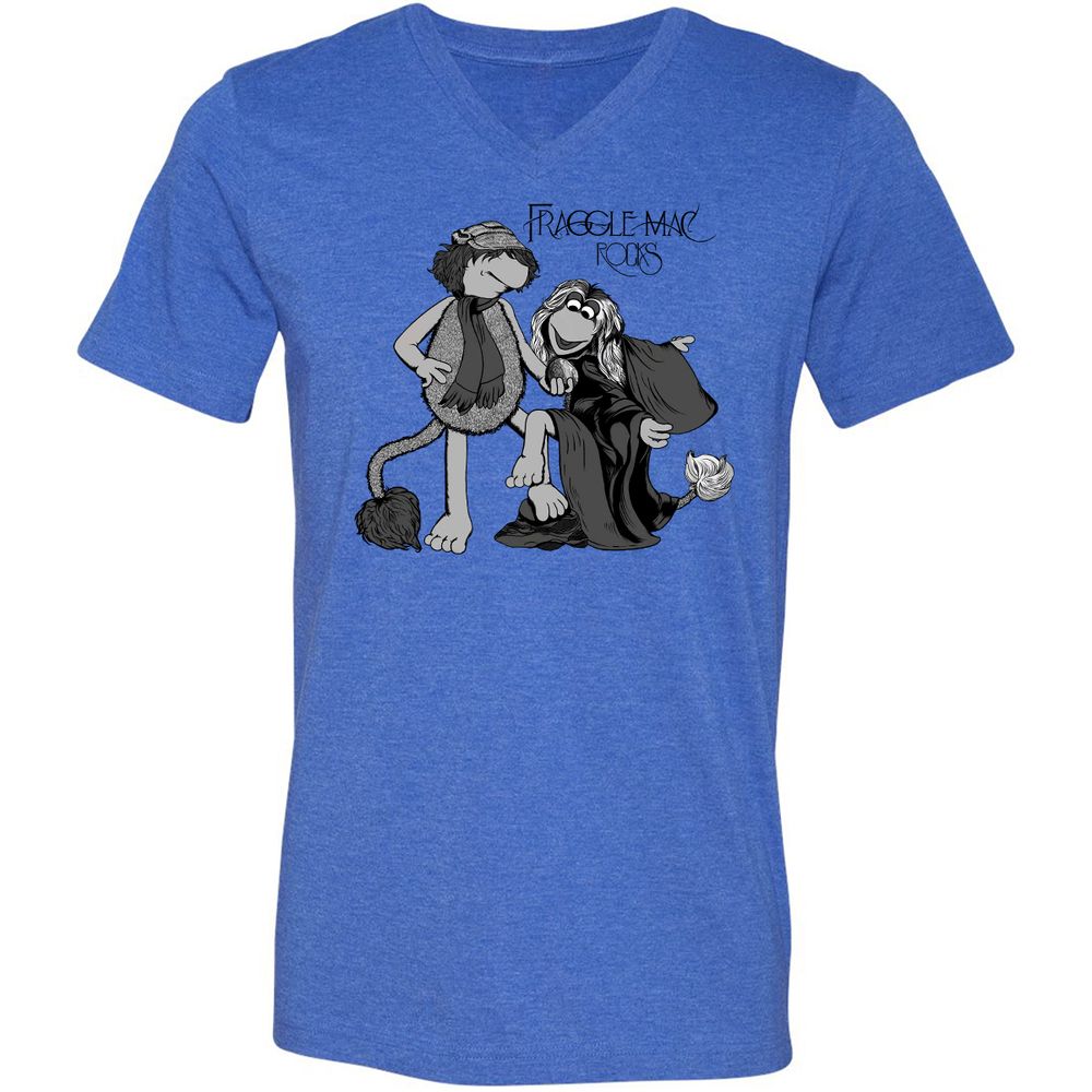 Unisex V-Neck T-Shirt - TBAC4MLE - Heather True Royal - 14