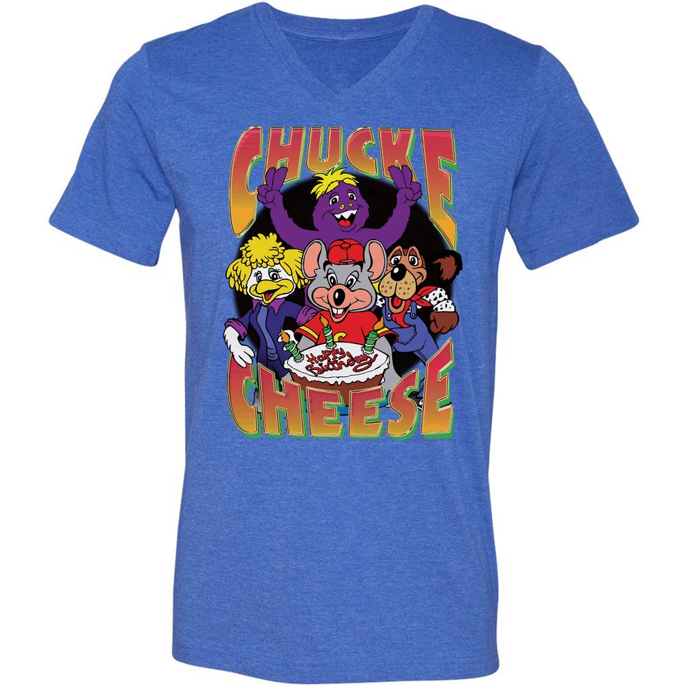 Unisex V-Neck T-Shirt - PRZNM22Y - Heather True Royal - 14