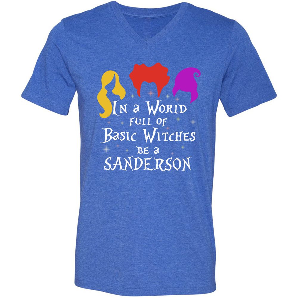 Unisex V-Neck T-Shirt - HUSEQHXB - Heather True Royal - 14