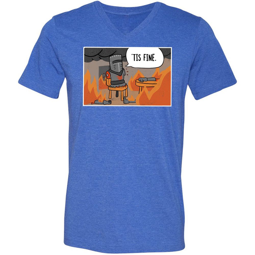 Unisex V-Neck T-Shirt - NXZFQQ8L - Heather True Royal - 14