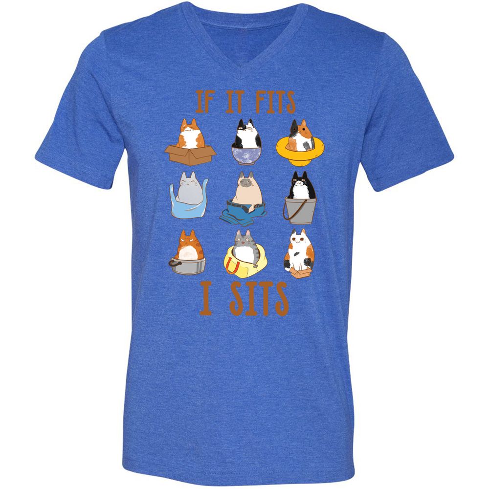 Unisex V-Neck T-Shirt - 6ZDH71YS - Heather True Royal - 14