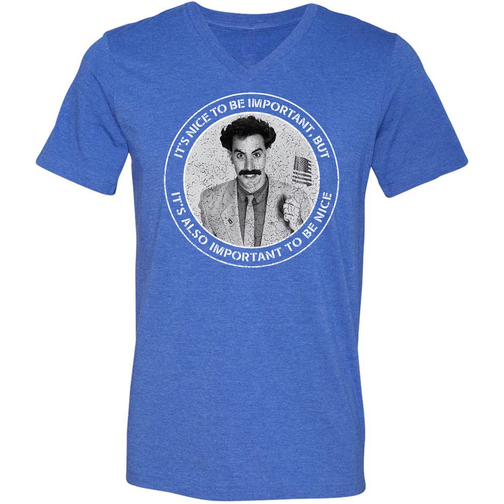 Unisex V-Neck T-Shirt - 8R6YN6KL - Heather True Royal - 14