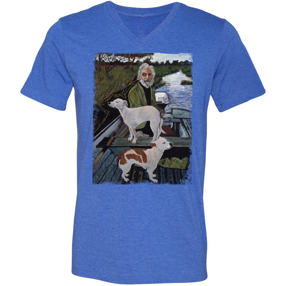 Unisex V-Neck T-Shirt - ZY8JYX1T - Heather True Royal - 14