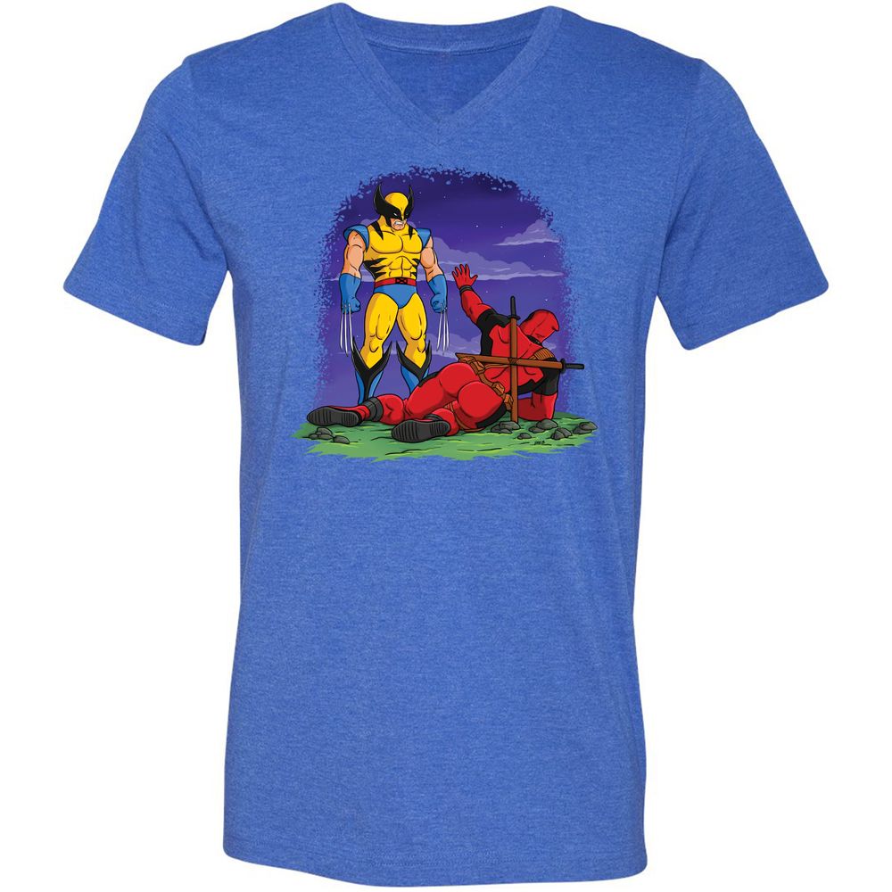 Unisex V-Neck T-Shirt - FG8WXZWB - Heather True Royal - 14