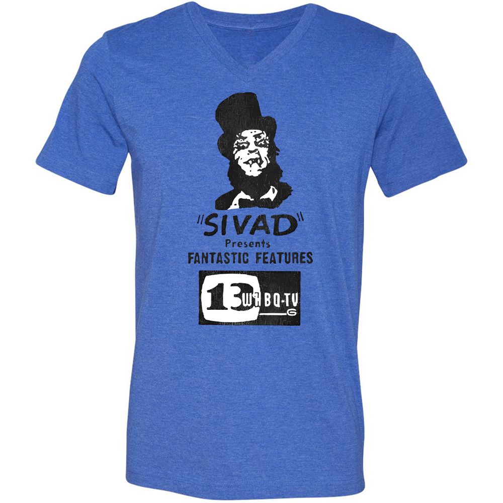 Unisex V-Neck T-Shirt - HMFLJQKL - Heather True Royal - 14