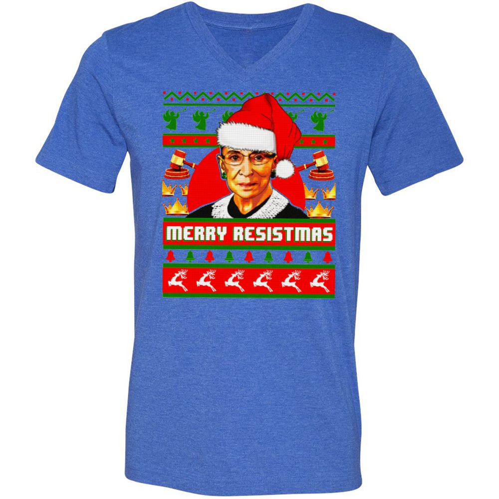 Unisex V-Neck T-Shirt - YK7P8ZFS - Heather True Royal - 14
