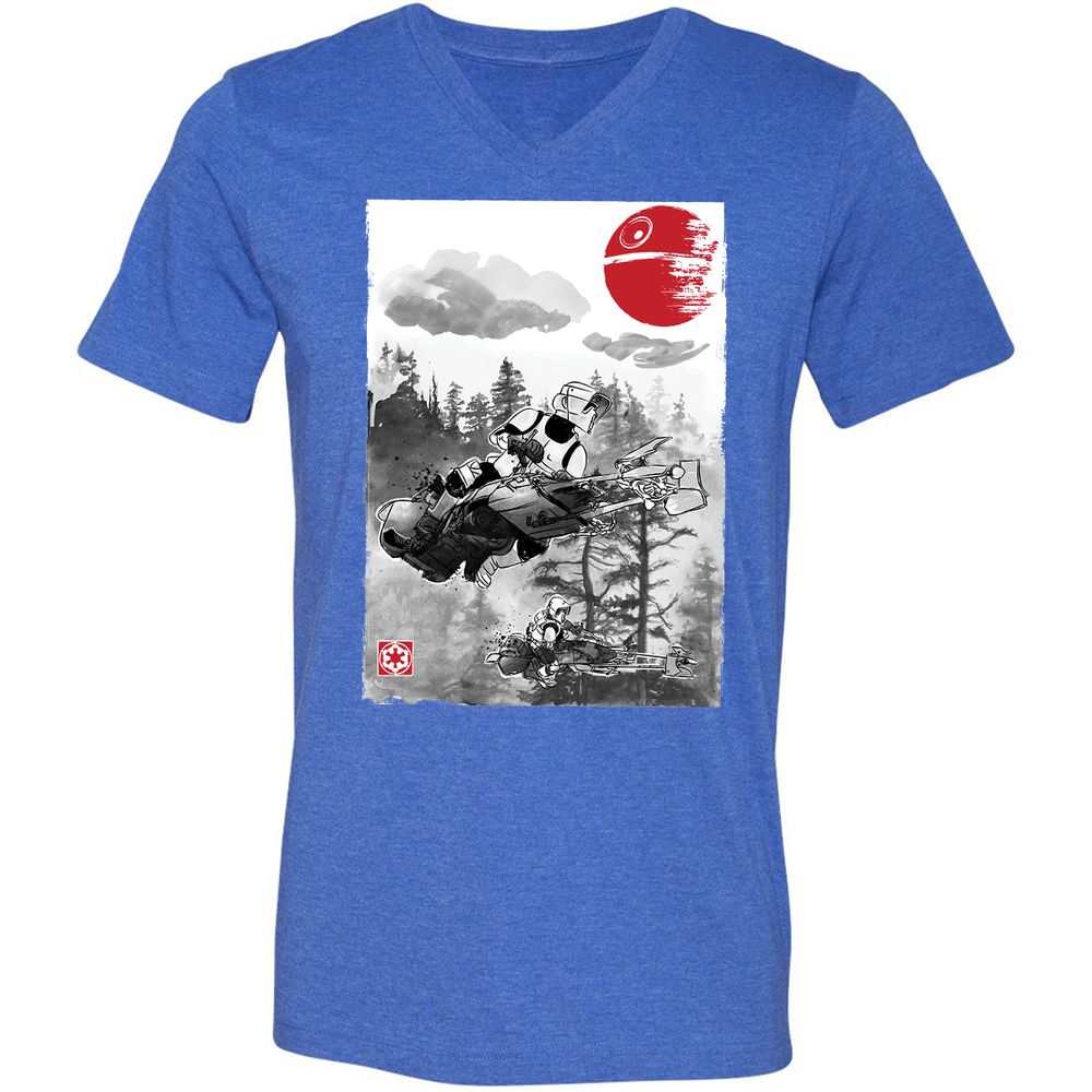 Unisex V-Neck T-Shirt - 8CV4PQEN - Heather True Royal - 14