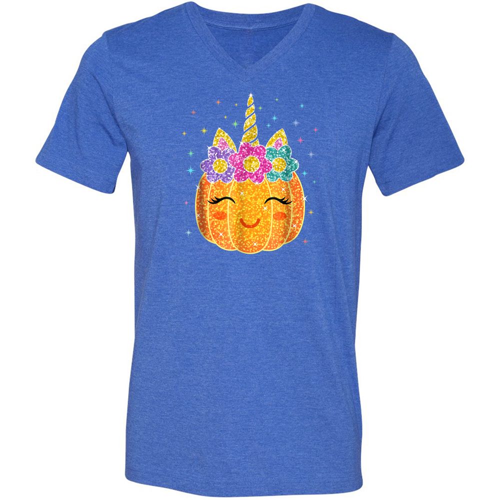Unisex V-Neck T-Shirt - CXSYV6V6 - Heather True Royal - 14
