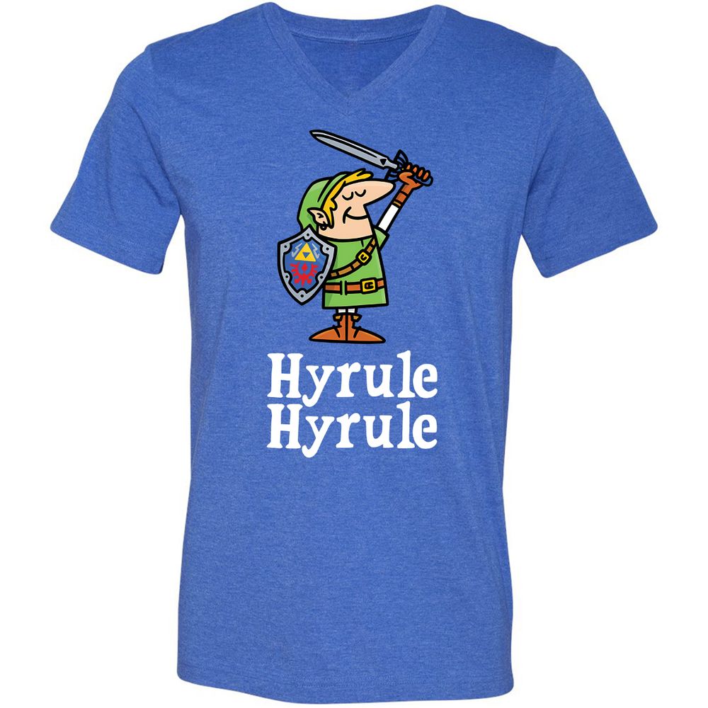 Unisex V-Neck T-Shirt - XAMQF8HW - Heather True Royal - 14
