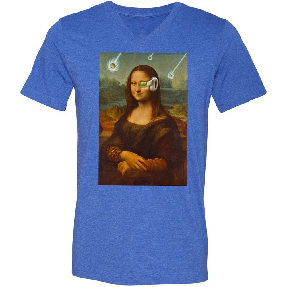 Unisex V-Neck T-Shirt - 8N4M8MJP - Heather True Royal - 14