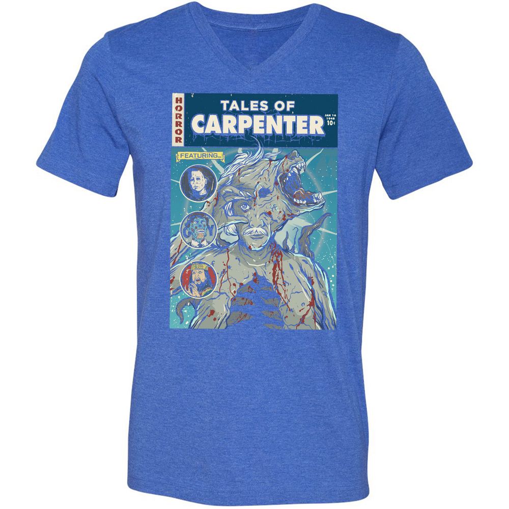 Unisex V-Neck T-Shirt - QNHU2TYU - Heather True Royal - 14