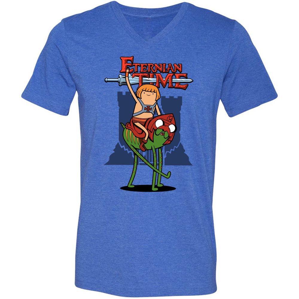 Unisex V-Neck T-Shirt - 4HASWWVM - Heather True Royal - 14