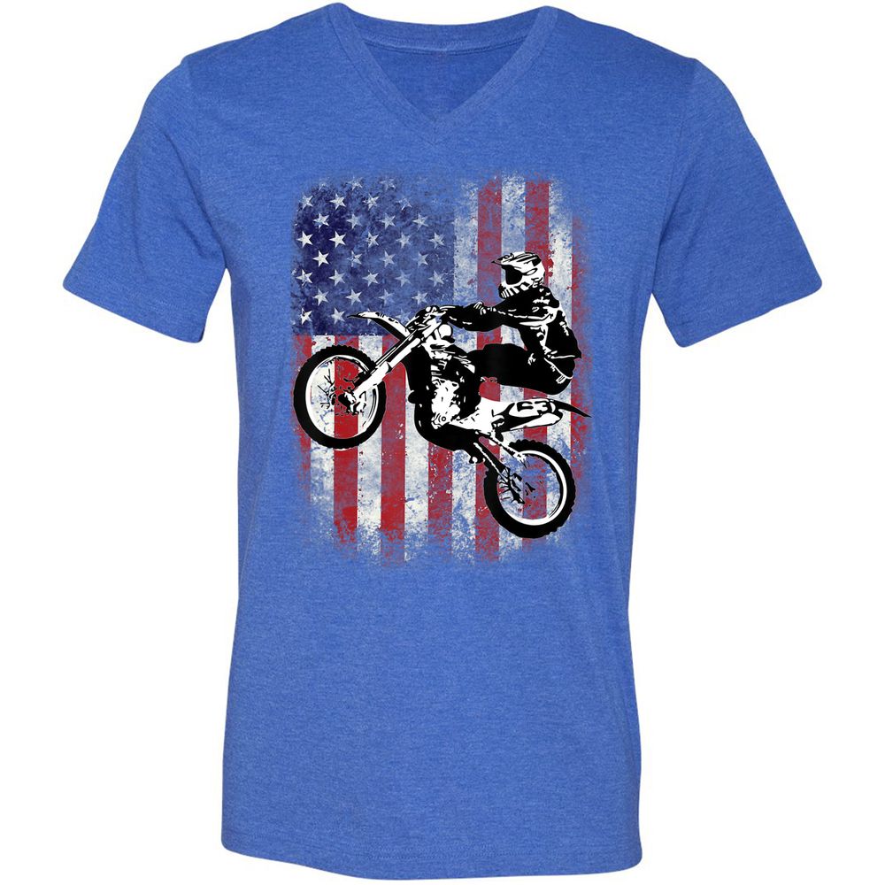 Unisex V-Neck T-Shirt - 7EDSG3VG - Heather True Royal - 14