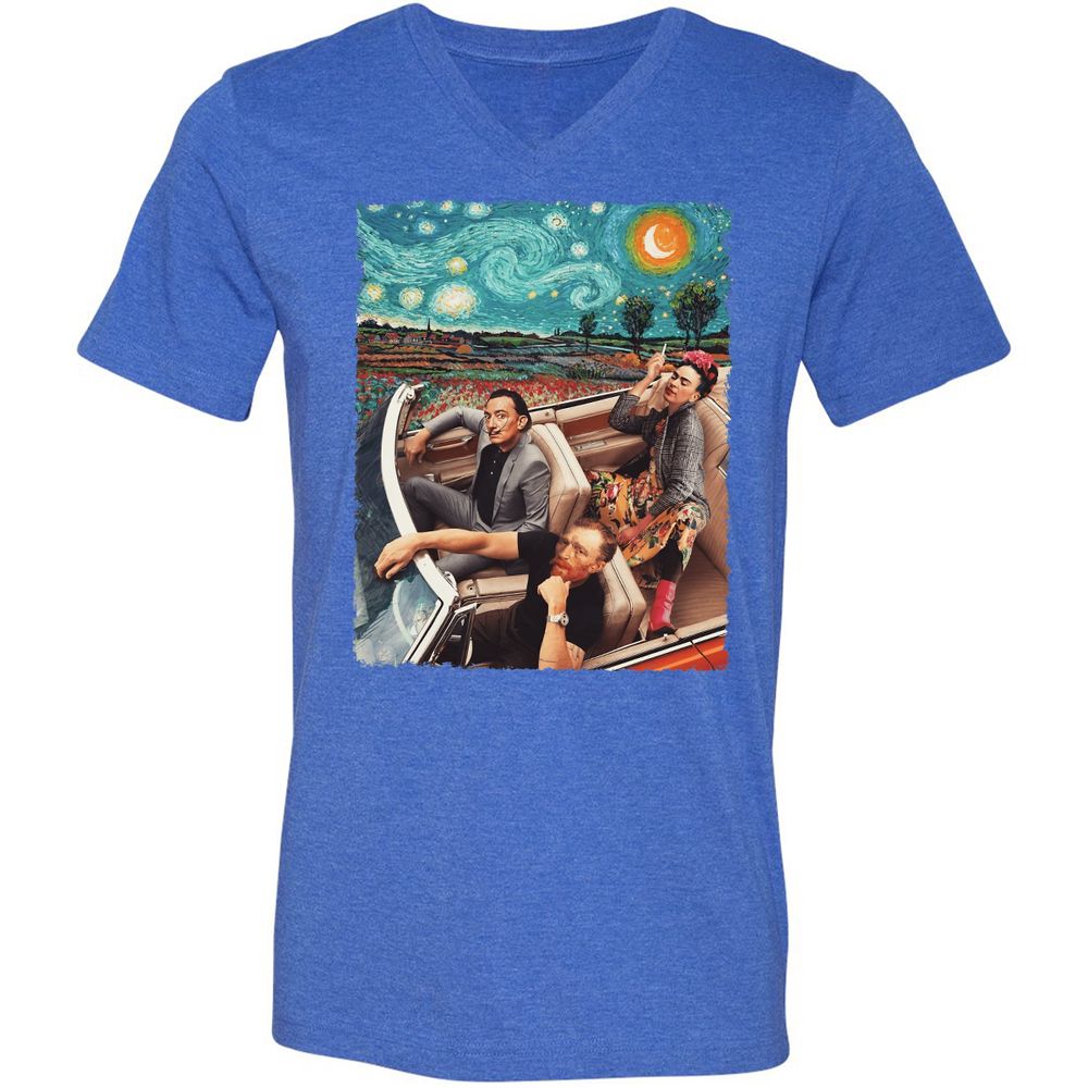 Unisex V-Neck T-Shirt - 3CML4UKD - Heather True Royal - 14