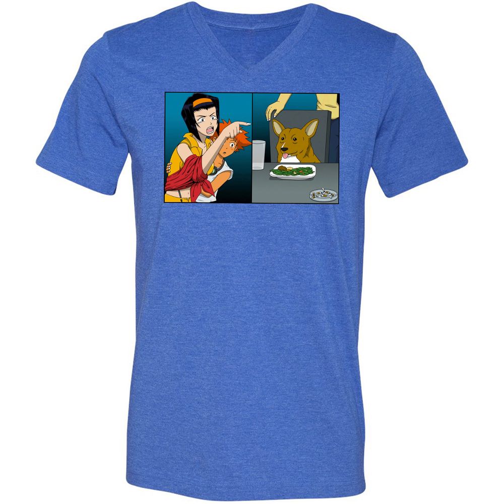 Unisex V-Neck T-Shirt - XVKXJB5G - Heather True Royal - 14
