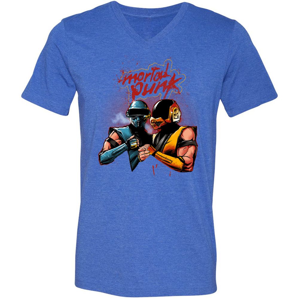 Unisex V-Neck T-Shirt - 4CFC43DX - Heather True Royal - 14