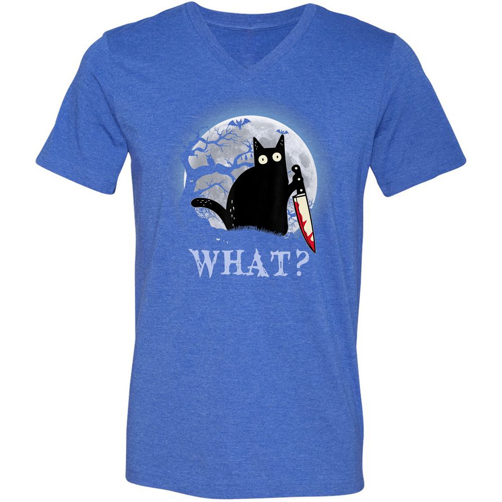 Unisex V-Neck T-Shirt - 8CQ1WCYZ - Heather True Royal - 14