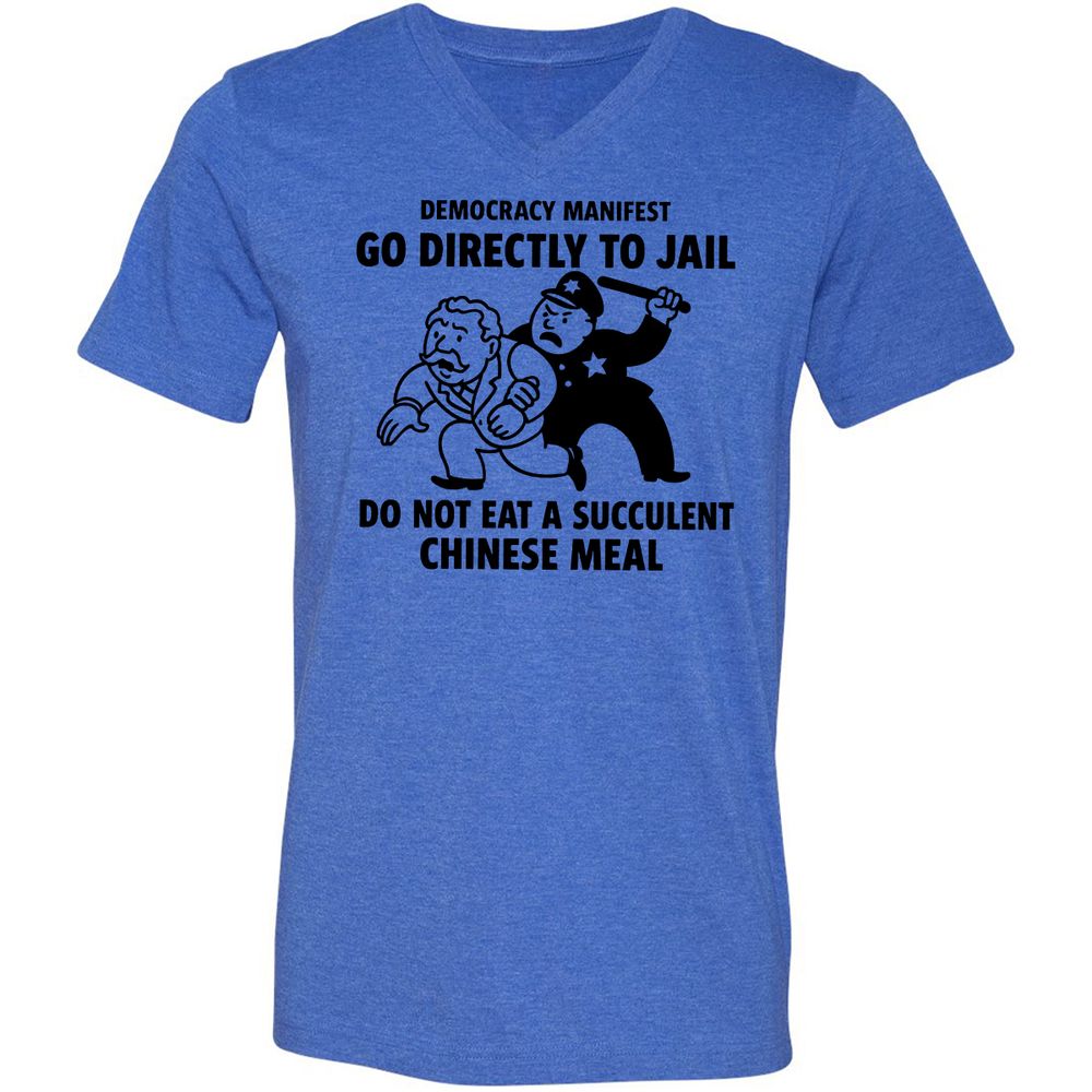 Unisex V-Neck T-Shirt - T5Y4XNMA - Heather True Royal - 14